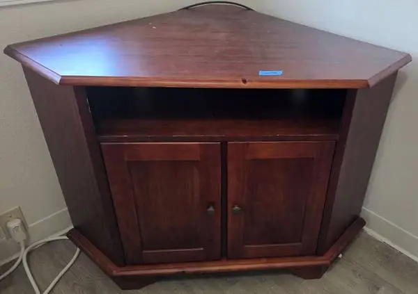 Dark Wood Corner TV Stand