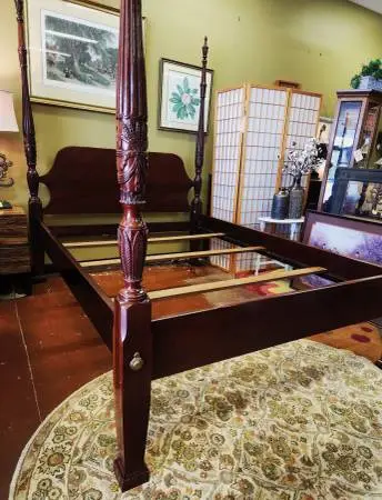 Link-Taylor Queen Mahogany 4 Poster Bed-NOW