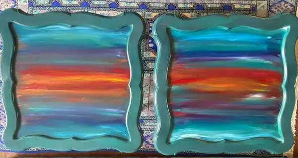 Pair of French Side Tables - Hand Painted - Provence Sunset