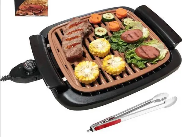 PORTABLE GRILL Smokeless Indoors, Copper, Nonstick Table Top Grill NWB
