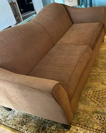 Chocolate Brown Camelback Chenille Couch