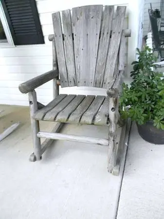 Old Rustic Log Rocking Chair