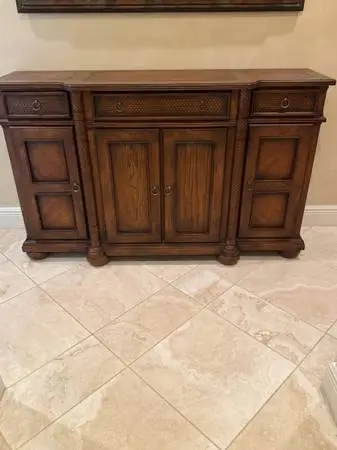 Brown console hallway table, great storage