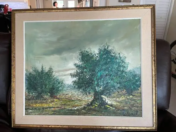 PINTURA RELIEVE DE ARBOLES, 27 X 22-3/4