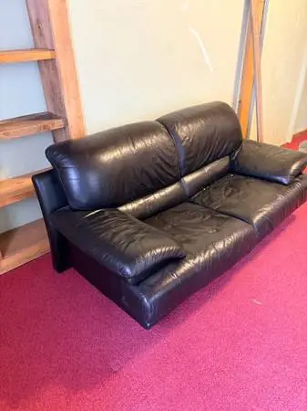 Black leather loveseat