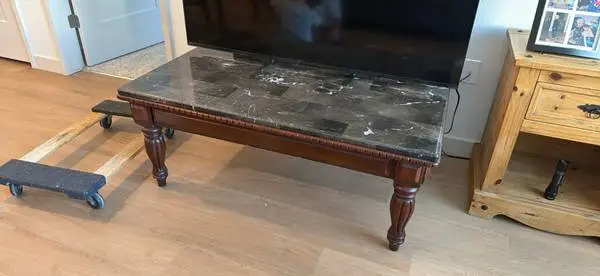 Marble/wood coffee table with 2 matching end tables