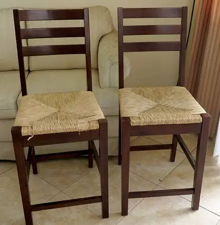 Wood Ladderback Counter Top Bar Stools Rush Seat