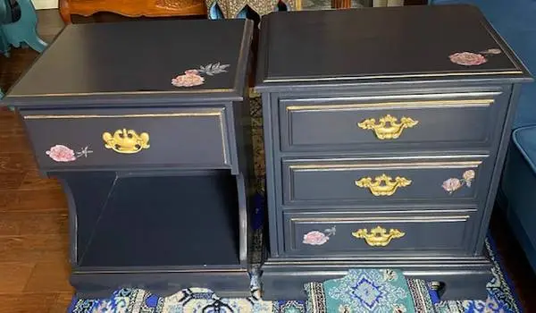 Set of  2 Wood Night Stands or Side Tables - Hand Painted See Pictures