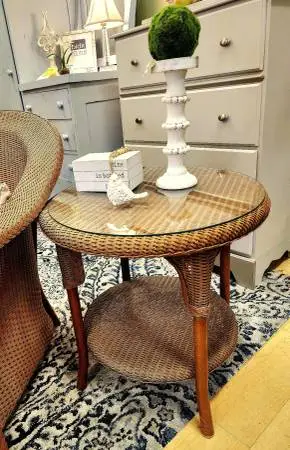 Lloyd Flanders Set of 2 Wicker Side Tables-NOW