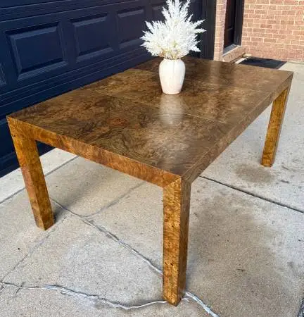 Beautiful Paul Evans style Burl wood parsons dining table