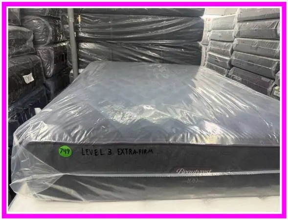 QUEEN SIZE SIMMONS BEAUTYREST WORLD CLASS LEVEL 3 MATTRESS & BOX BED