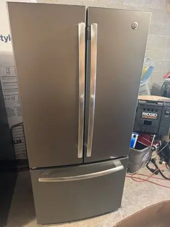 GE refrigerator 3 door stainless slate not silver