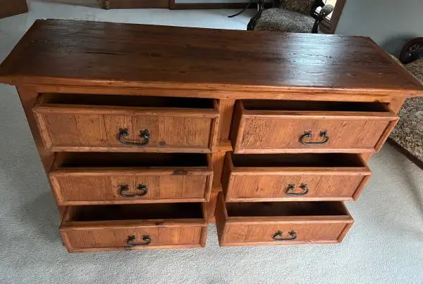 RUSTIC SOLID WOODEN SIX DRAWER DRESSER