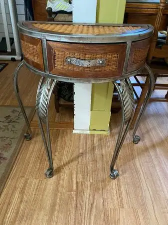 Pier One half moon wicker and metal side cable