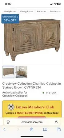 Chantico Cabinet Crestview Collection Cabinet  CVFNR334 DAMAGED