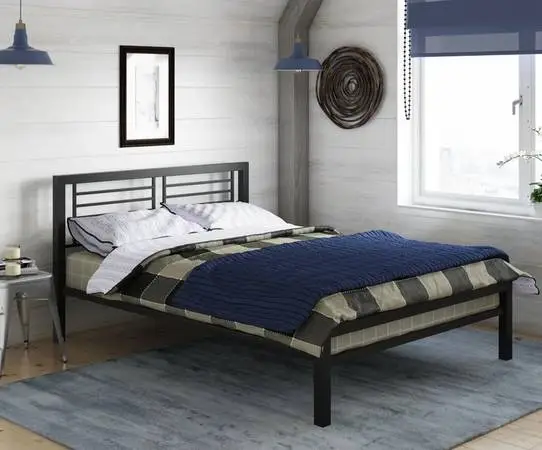 NEW Bedframe metal w trendy headboard (new)