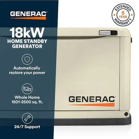 Generac Home Standby Generator Dual Fuel LP/NG WiFi Connectivity 18KW
