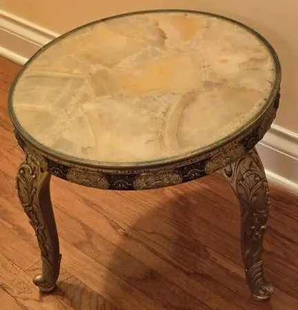 Vintage Hollywood Regency Onyx & Gilt Side Table - Celta S.A. Patent