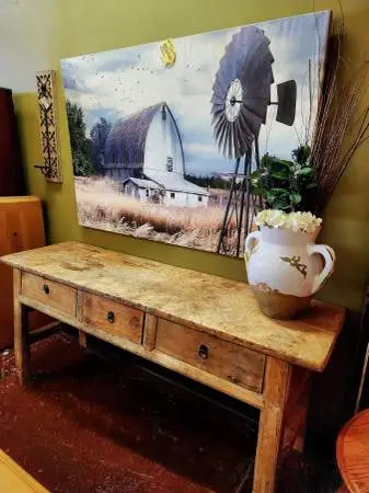 Reclaimed Elm Wood Console-73L x 21D x 31.5H-NOW