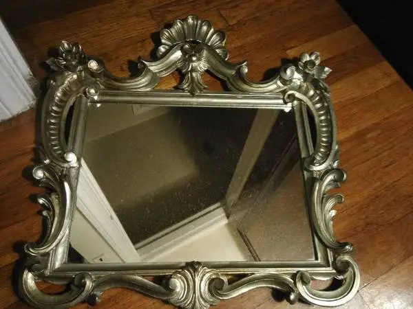 NEW NEVER USED ELABORATE SILVER HOLLYWOOD MIRROR