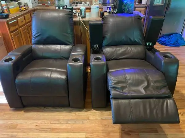 Pair Octane Leather Electric Recliners