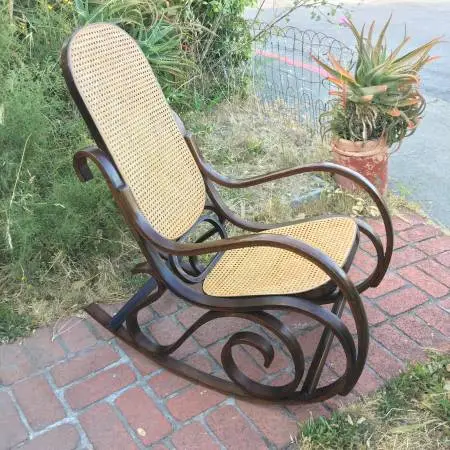 1970s original Art Nouveau Bentwood/Cane Rocker