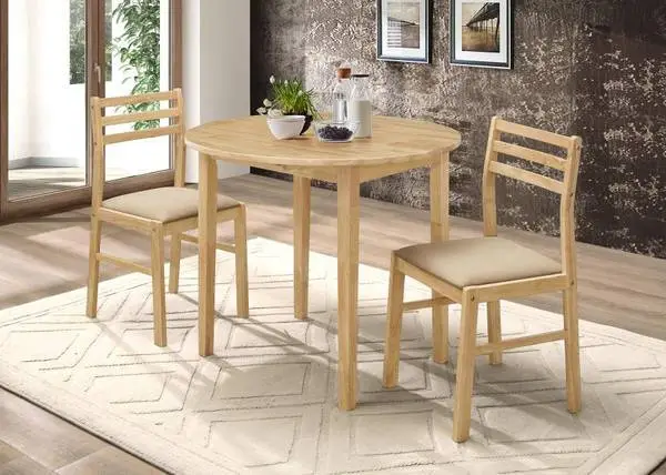 New Round Dining Table with Drop Down Extension and Padded Chairs!
