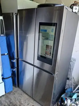 Samsung family hub stainless steel counter refrigerator