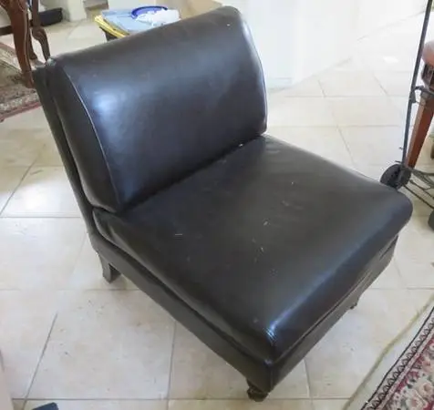 Lovely Brown Slipper Accent Side Faux Leather Chair
