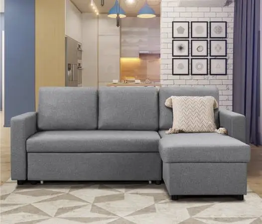 Gray microfiber sectional sleeper sofa couch