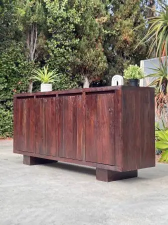 Pottery Barn Madera Solid Acacia Wood Organic Modern Buffet Sideboard