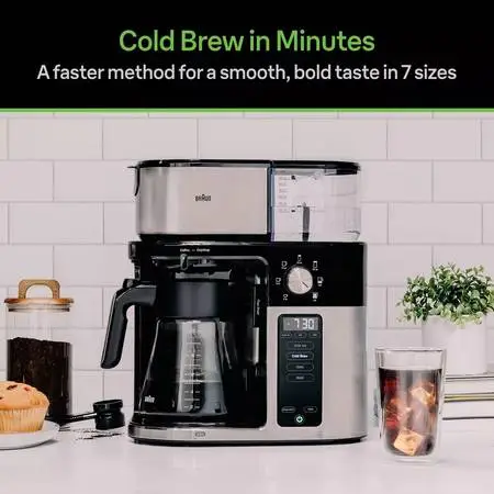 Braun MultiServe Plus 10-Cup Pod Free Drip Hot Cold Brew Coffee Maker