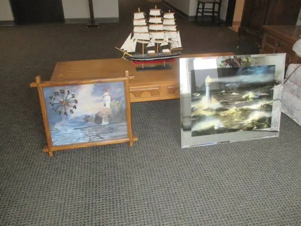 3 PIECE SHIP AND LIGHT HOUSE SET