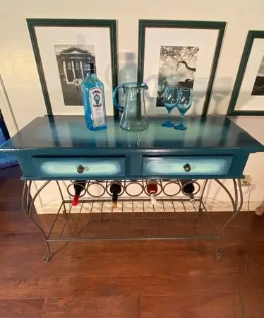 Entry Hall Sofa Wine TV Table Hand Paint Deep Water Wrought Iron/Wood