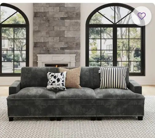 ✨Gray Deep Seat Corduroy Sleeper Couch
