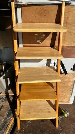 Ladder bookshelf bookcase ladder storage shelves solid real wood L61”*D15”*H