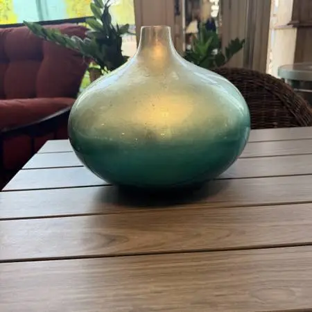 Turquoise & Silver Vase - 12X11H