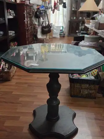 Wood Table With Glass