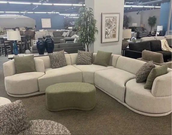 Pottery Barn chenille sectional couch and ottoman