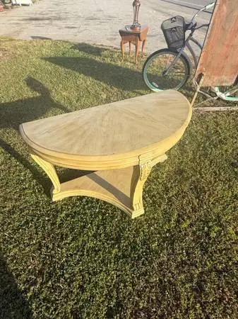 Vintage French Provincial Demilune Console Table