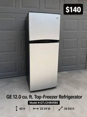 GE 12.0 cu. ft. Top-Freezer Refrigerator – $140