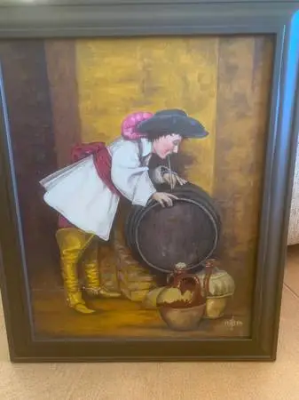 “The Wine Taster” Original Painting Framed