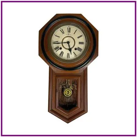 Antique Meiji Clock Co. Octagonal Pendulum Wall Clock
