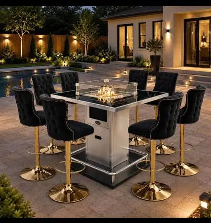 Fire Pit Table Bar Set