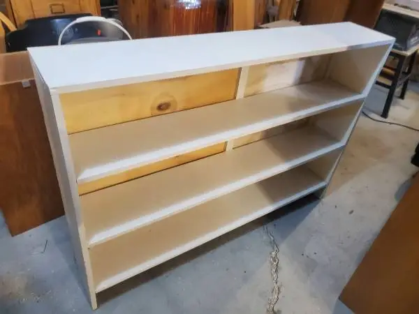 Large wide white bookshelf