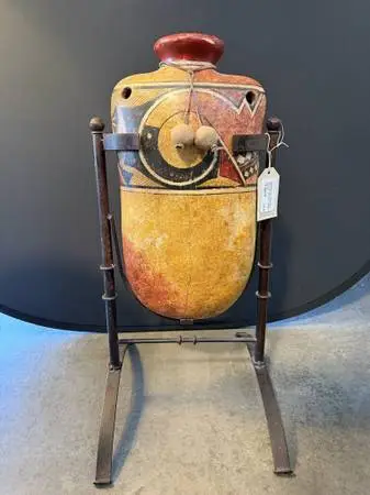 Southwest Style Pot W/ Iron Stand- 13X27H AS IS