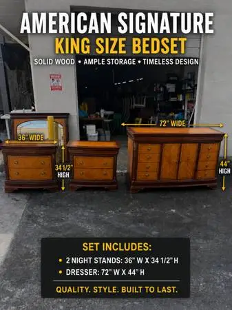 🔥 American Signature King Size Bedroom Set 🔥 🚚 Avail