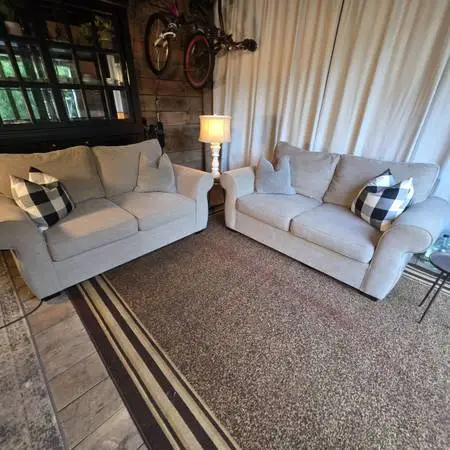 2 Pottery Barn Roll‑Arm Loveseats – In Great Shape!