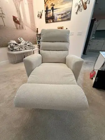 BRAND NEW CUSTOM WHITE CORDUROY LA-Z-BOY SWIVEL ROCKER RECLINERS