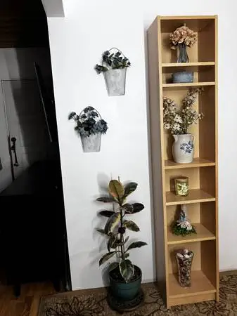 Tall Narrow Shelf Ikea / book case 80” tall 16”wide 11”deep